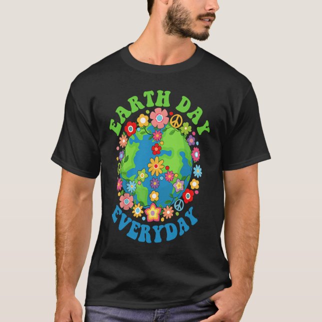 Peace Earth Day Everyday 60s 70s Hippie Retro Envi T-Shirt (Front)
