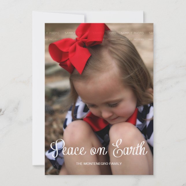 Peace Earth Kid Christmas Holiday Photo Full Bleed Card (Front)