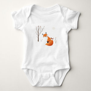 Peace Earth Minimalist Fox Bird Animal Baby Bodysuit