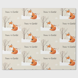  Peace Earth Minimalist Fox Bird Animal Wrapping Paper