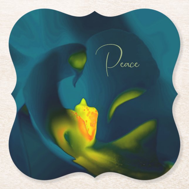 "Peace" Elegant Orchid Paper Coaster (Front)