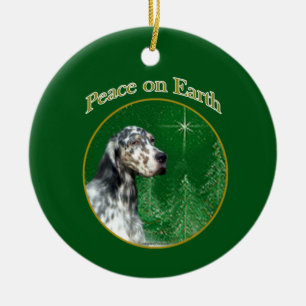 Peace English Setter Ceramic Ornament