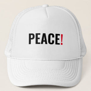 Peace exclamation point black white red anti war trucker hat
