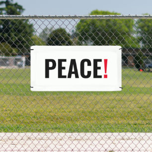 Peace exclamation point white black red anti war banner