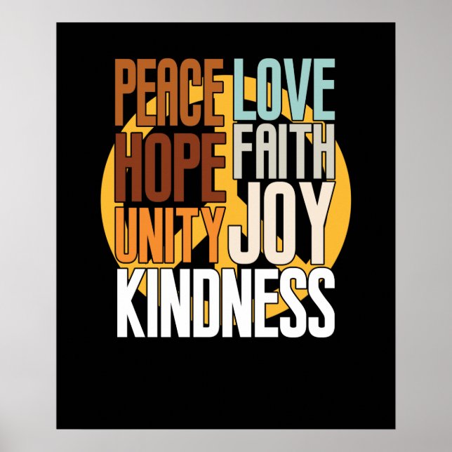Peace Faith Hope Kindness Anti Bullying Orange Poster (Front)