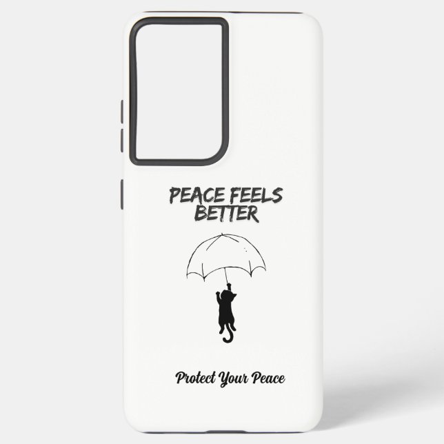 Peace Feels Better – Editable Quote Cat Samsung Ph Galaxy S21+ Case (Back)