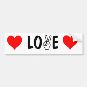 peace-fingers LOVE bumper sticker