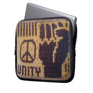 Peace Fist Artisan Crochet Print Electronics Bag