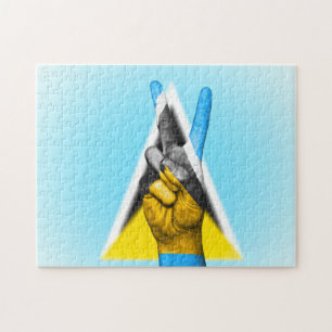 Peace Flag of Saint Lucia. Jigsaw Puzzle