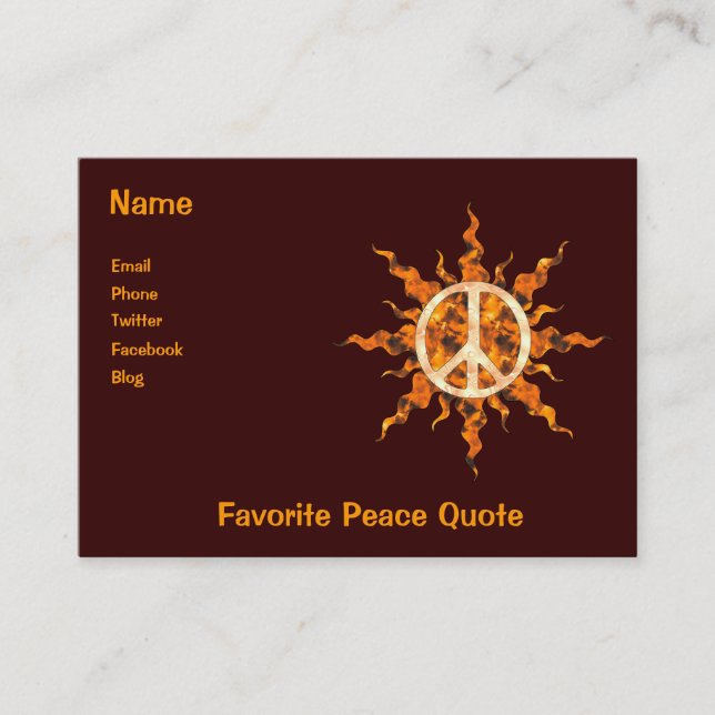 Peace Flame Spiral Business Card (Front)