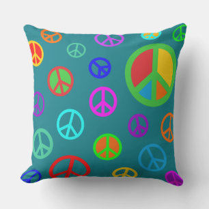 PEACE - Flat pattern multicolored + your backgr. Cushion