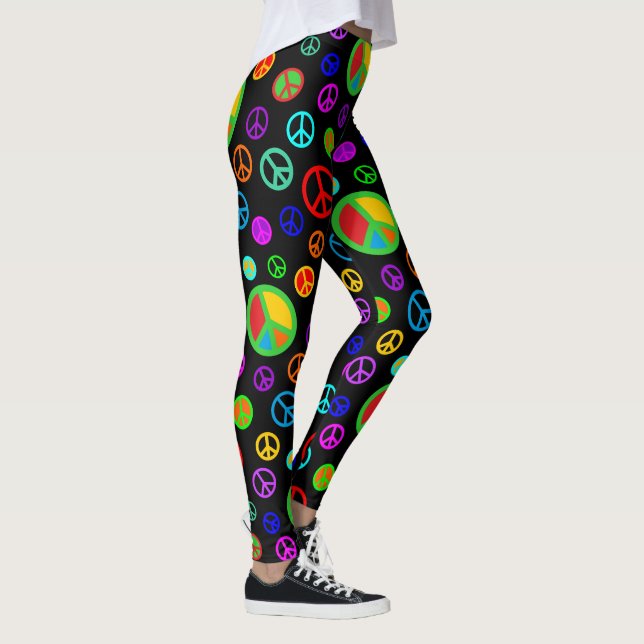 PEACE - Flat pattern multicolored + your backgr. Leggings (Right)