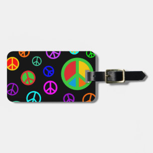 PEACE - Flat pattern multicolored + your backgr. Luggage Tag