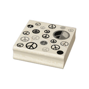 PEACE - Flat pattern multicolored + your backgr. Rubber Stamp