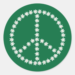Peace Floral Classic Round Sticker