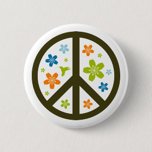 Peace Floral Design 6 Cm Round Badge
