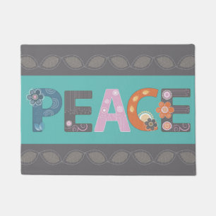Peace Floral Design Doormat
