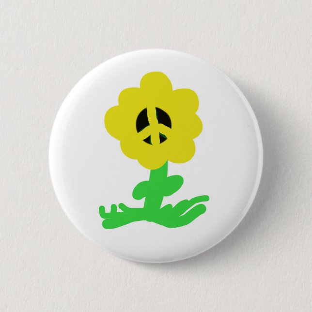 Peace Flower 6 Cm Round Badge (Front)