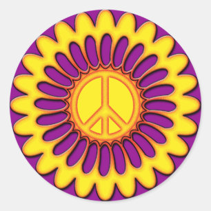 PEACE FLOWER CLASSIC ROUND STICKER