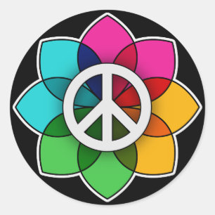 Peace Flower Classic Round Sticker