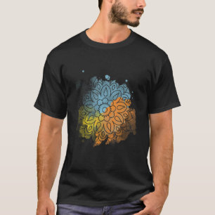 Peace Flower Colourful Mandala Floral Pattern Whit T-Shirt