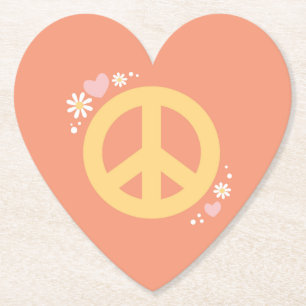 Peace Flower Power Love Party Coaster 60's Groovy