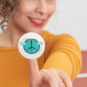 Peace Flowers Classic Round Sticker