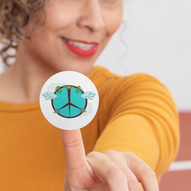 Peace Flowers Classic Round Sticker (Creator Uploaded)
