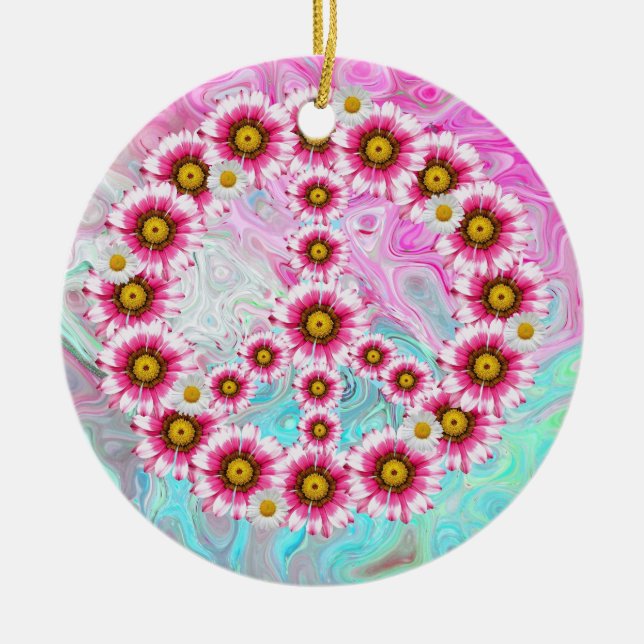 Peace flowers porcelain ornament (Front)