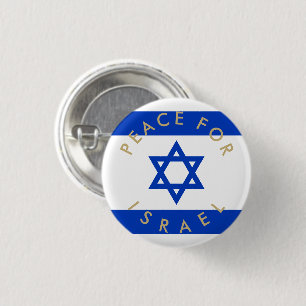 Peace for Israel gold custom text and Israel flag 3 Cm Round Badge