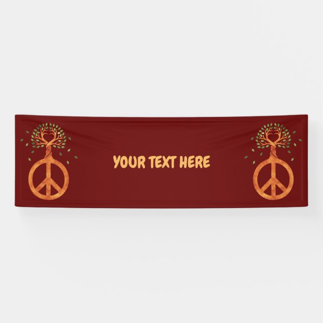 Peace For Trees - Flower Power Heart 1 Banner (Horizontal)