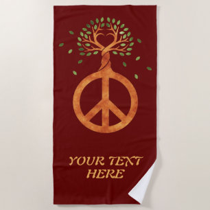Peace For Trees - Flower Power Heart 1 Beach Towel