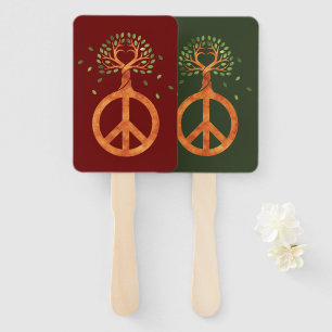 Peace For Trees - Flower Power Heart 1 Hand Fan