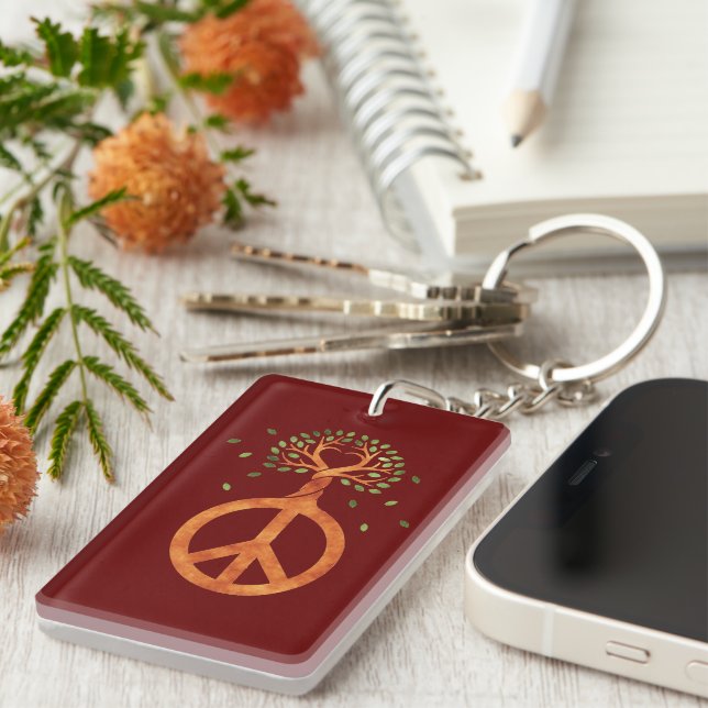 Peace For Trees - Flower Power Heart 1 Key Ring (Front Right)