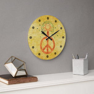Peace For Trees - Flower Power Heart 1 Large Clock