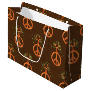 Peace For Trees - Flower Power Heart 1 Large Gift Bag