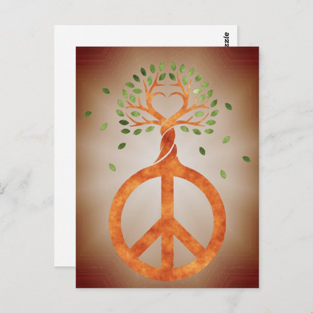 Peace For Trees - Flower Power Heart 1 Postcard (Front/Back)
