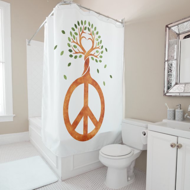 Peace For Trees - Flower Power Heart 1 Shower Curtain (In Situ)