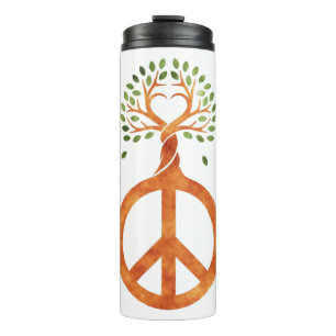 Peace For Trees - Flower Power Heart 1 Thermal Tumbler