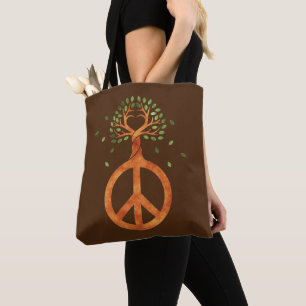 Peace For Trees - Flower Power Heart 1 Tote Bag