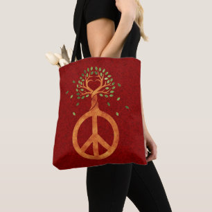 Peace For Trees - Flower Power Heart 1 Tote Bag