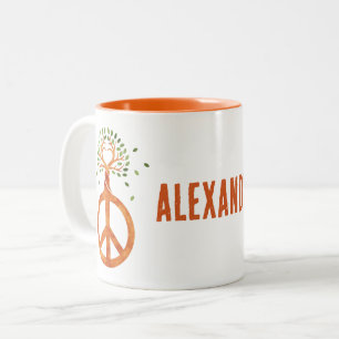 Peace For Trees - Flower Power Heart 1 Two-Tone Coffee Mug