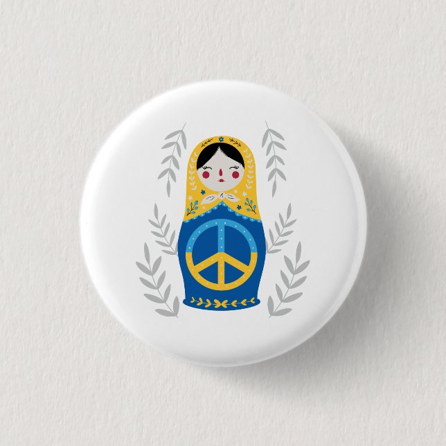 Peace for Ukraine  3 Cm Round Badge (Front)