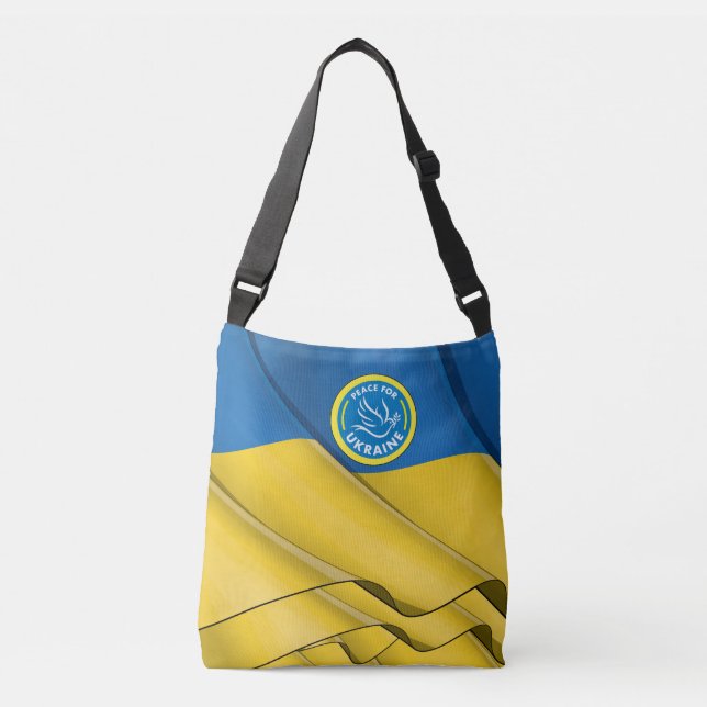 PEACE FOR UKRAINE - no profit. See Back. Crossbody Bag (Front)