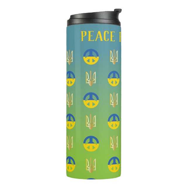 Peace for Ukraine Peace Symbol and Trident Thermal Tumbler (Rotated Left)