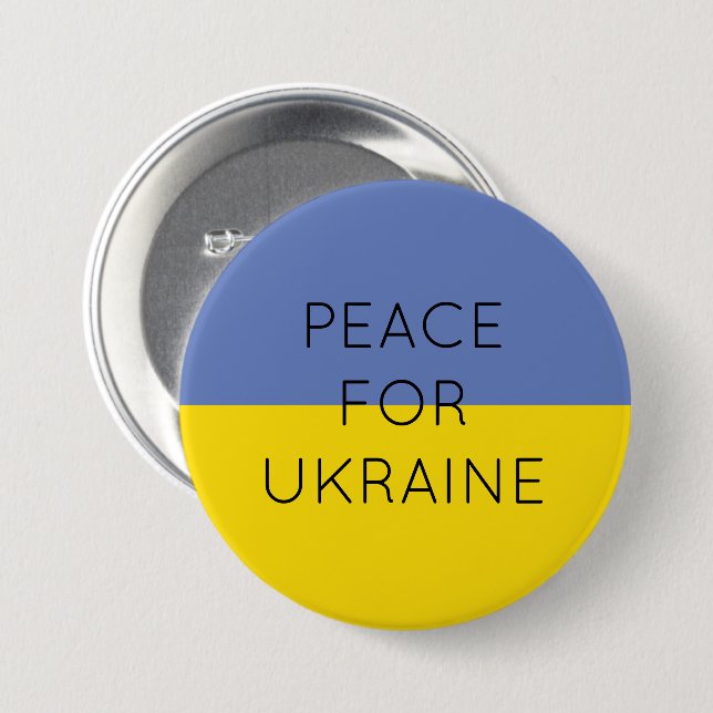    Peace For Ukraine Simple Minimal Ukrainian Flag 7.5 Cm Round Badge (Front & Back)