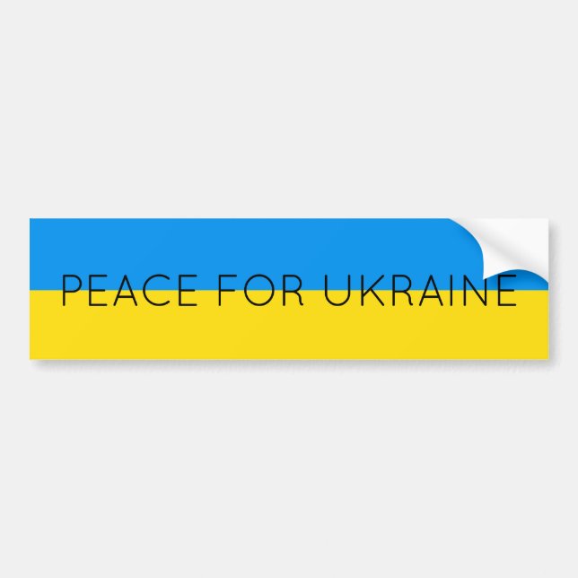    Peace For Ukraine Simple Minimal Ukrainian Flag Bumper Sticker (Front)