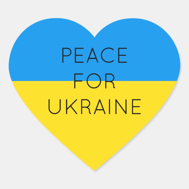    Peace For Ukraine Simple Minimal Ukrainian Flag Heart Sticker (Front)