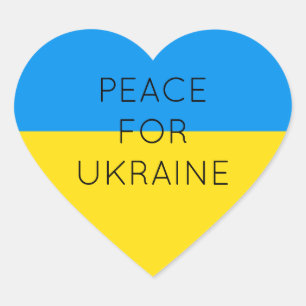    Peace For Ukraine Simple Minimal Ukrainian Flag Heart Sticker