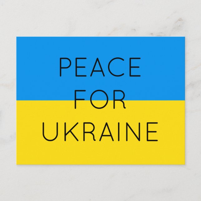    Peace For Ukraine Simple Minimal Ukrainian Flag Postcard (Front)